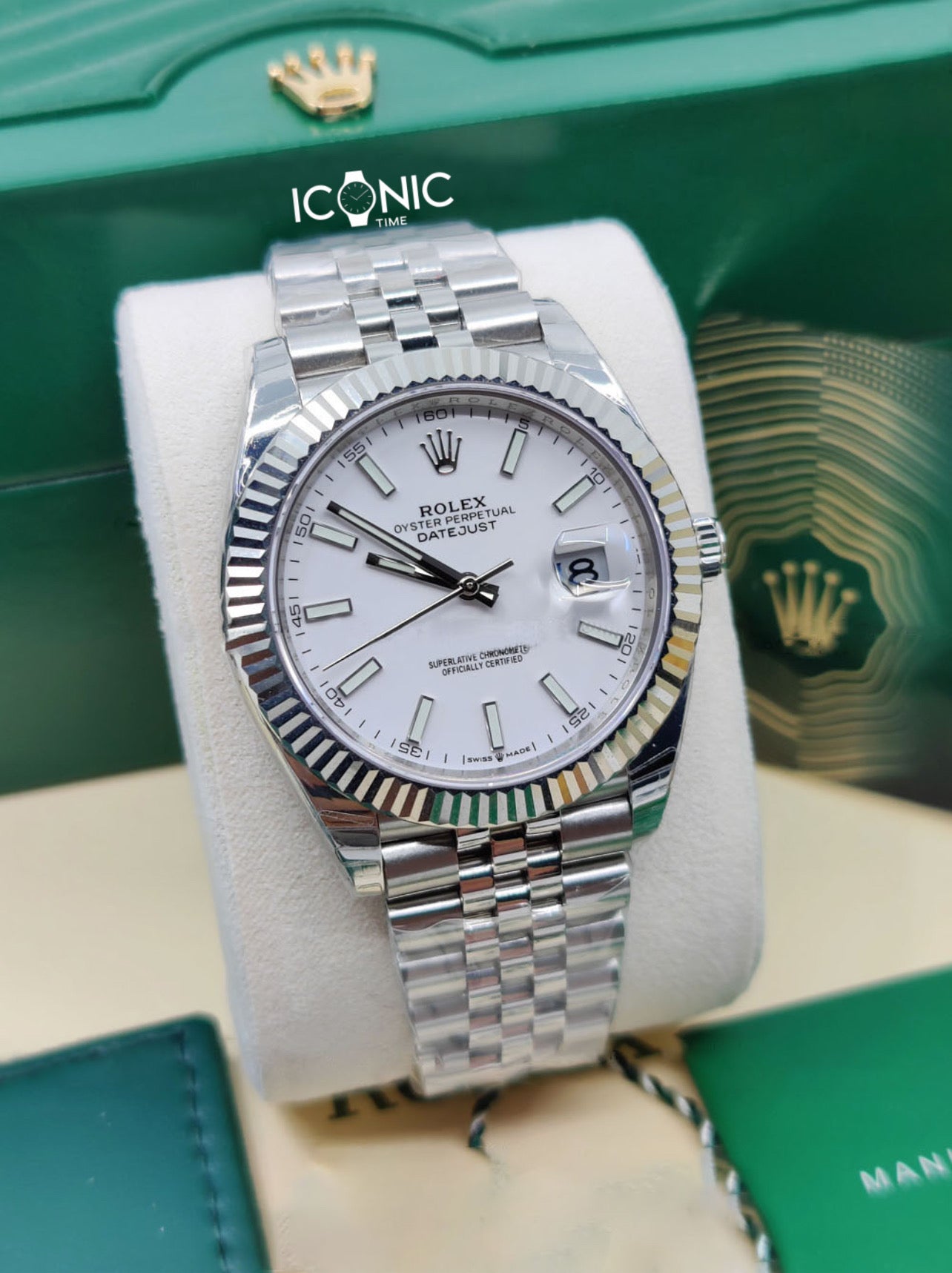 DATE JUST WHITE DIAL STEEL